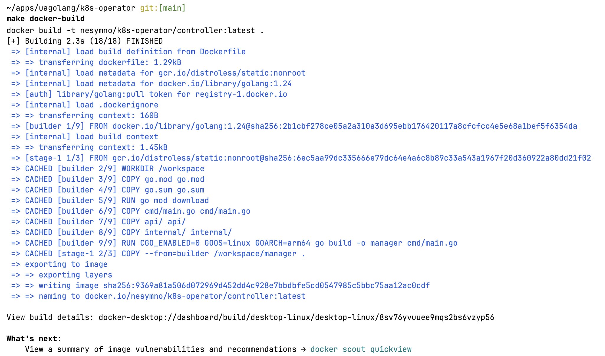 Execution result for make docker-build